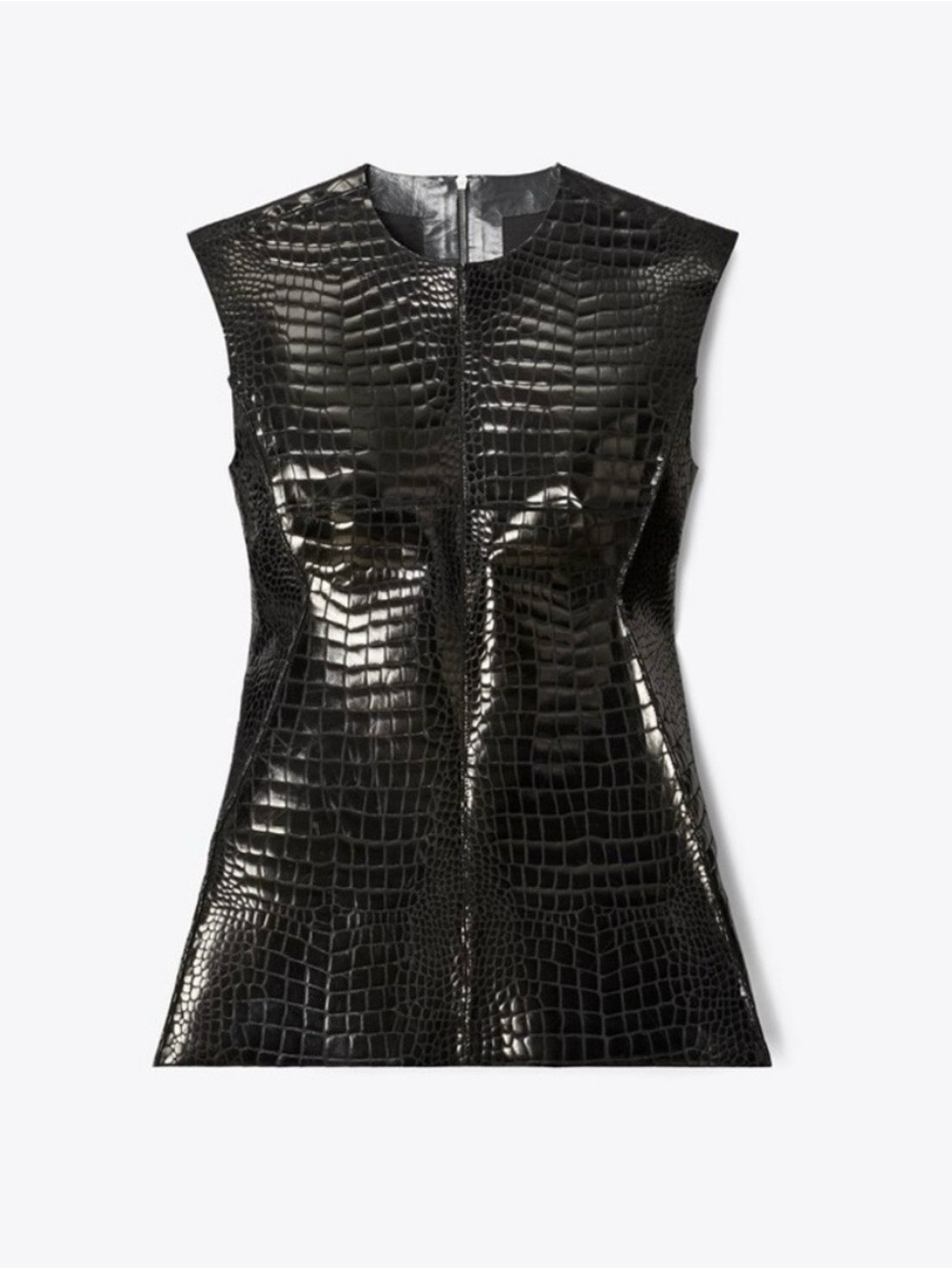 Sleeveless Black Croc-Embossed Tory Burch Peplum Top Size 8 F/W 2024